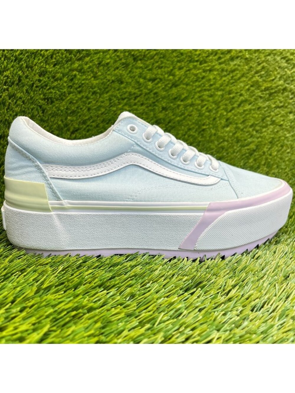 Vans Old Skool Stacked Womens Size 8.5 Mens 7 Blue Athletic Skate Shoes Sneakers - Picture 1 of 11